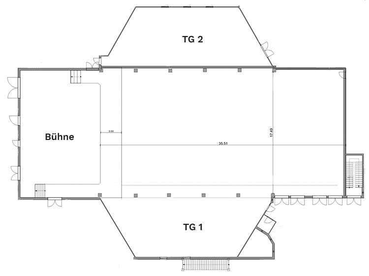 Milchwerk – Grundriss – GS Grundriss des großen Saals im Milchwerk Radolfzell
